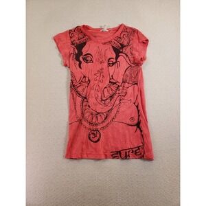 Sure Shirt Womens Small‎ Pink Animal Print Short Sleeve Scoop Neck Graphic Tee